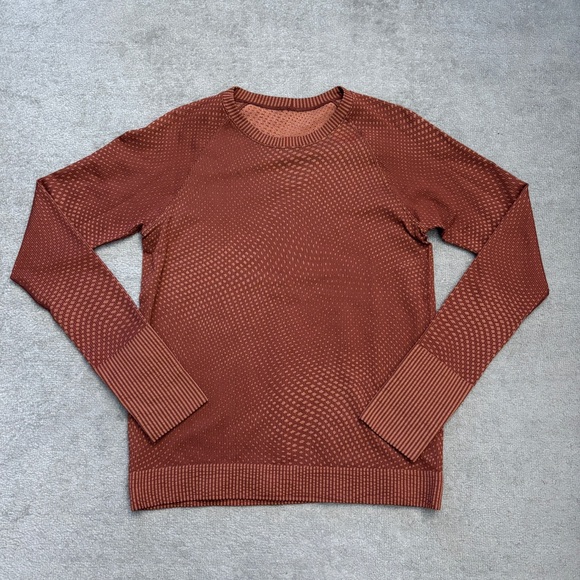 Lululemon Rest Less Long Sleeve Pullover Grid Warp Date Brown Desert Sun - Picture 3 of 7